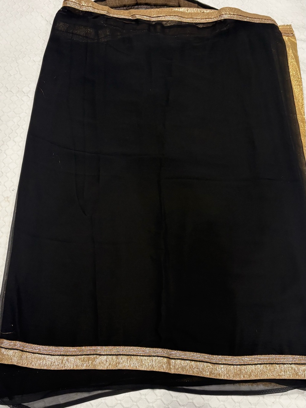 Elegant Black Skirt with Gold Trim